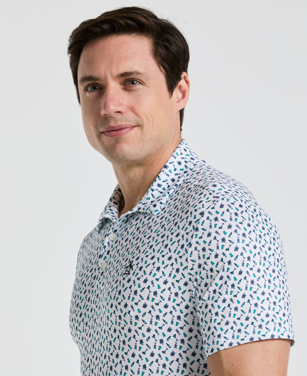 Augusta Menu Print Golf Polo (Bright White) 