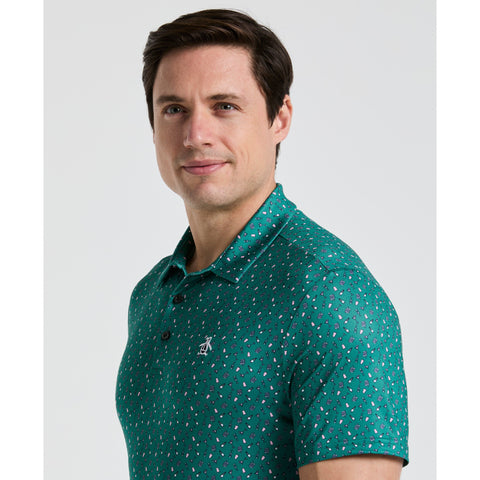 Augusta Menu Print Golf Polo (Galapagos Green) 