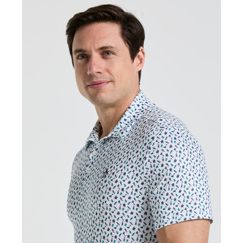 Augusta Menu Print Golf Polo (Bright White) 