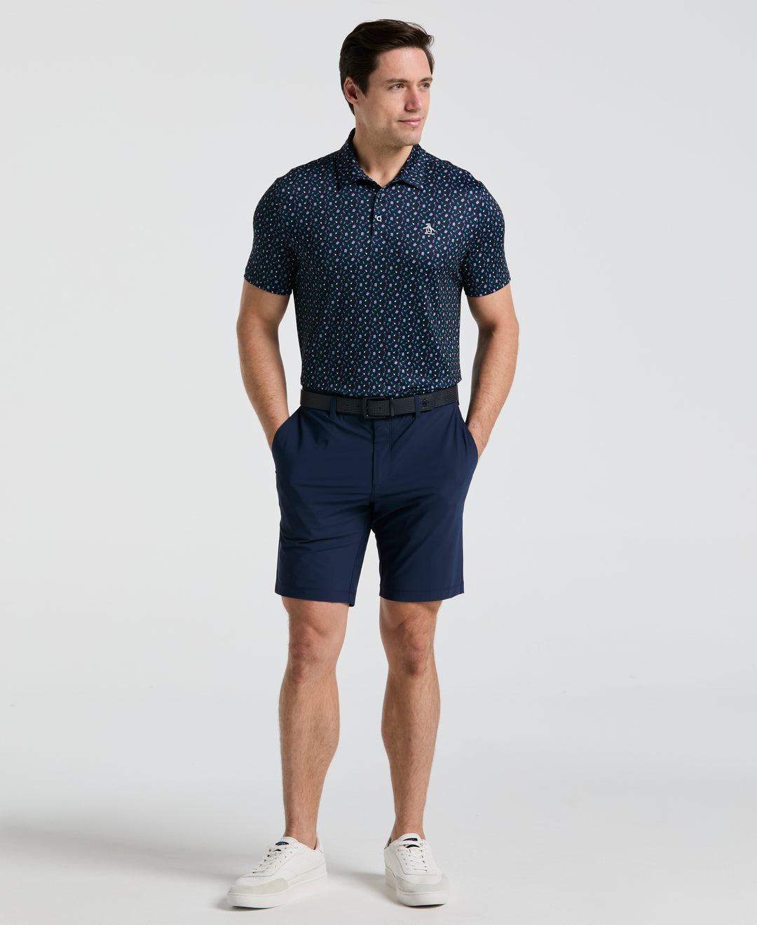 Augusta Menu Print Golf Polo (Black Iris) 