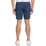 Beach Club Print Seersucker 8" Golf Shorts (Black Iris) 