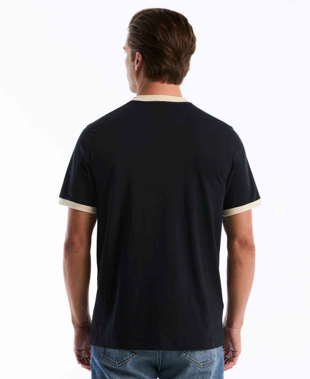 Beer Happy Flocked Graphic Ringer Tee (Dark Sapphire) 