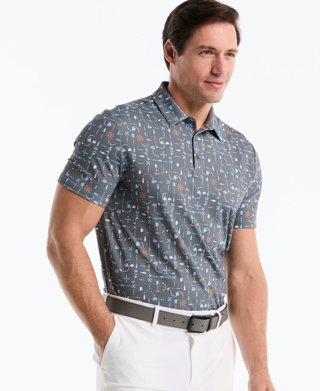 Beer Pong Geo Print Polo-Golf Polos-Original Penguin