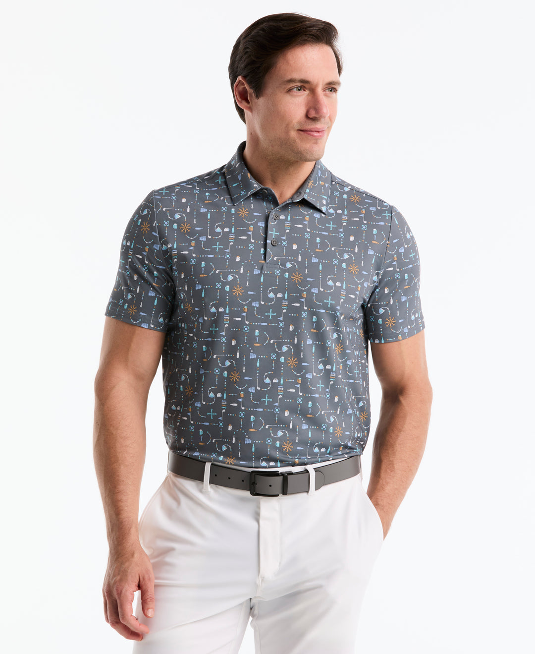 Beer Pong Geo Print Polo-Golf Polos-Original Penguin