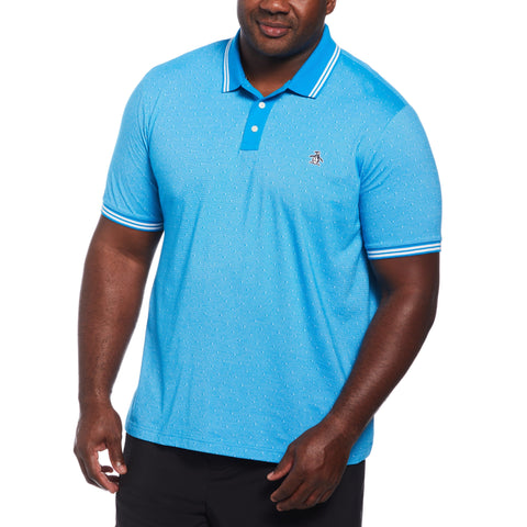 Cotton Jacquard Allover Dobby Print Polo (Blue Jewel) 