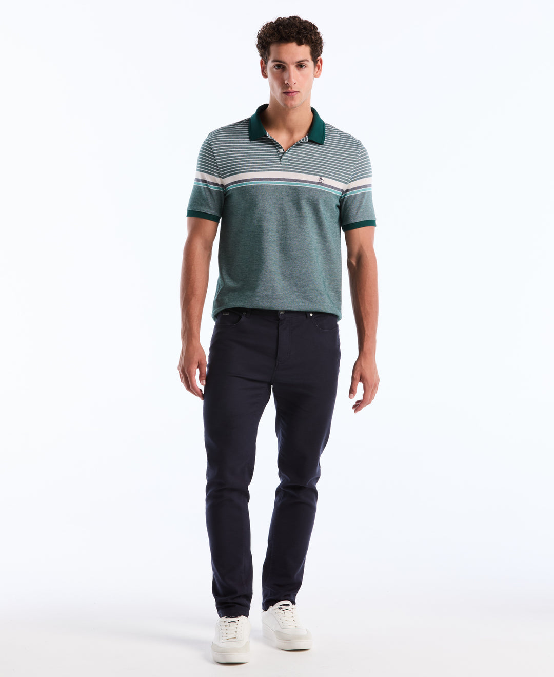 Birdseye Pique Chest Stripe Polo (Botanical Garden) 
