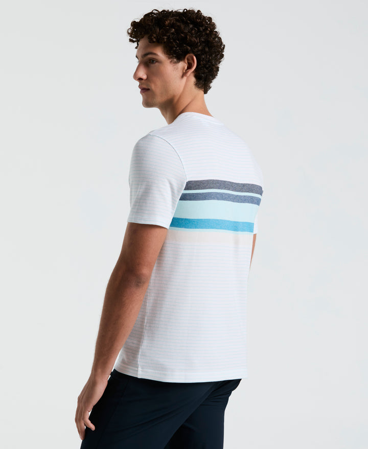 Birdseye Pique Chest Stripe Tee (Bright White) 