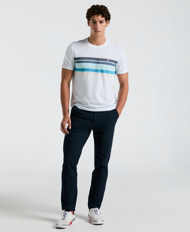 Birdseye Pique Chest Stripe Tee (Bright White) 