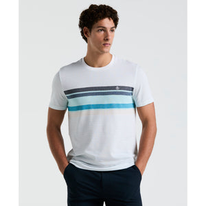 Birdseye Pique Chest Striped Tee-Tees-Bright White-XS-Original Penguin