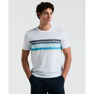 Birdseye Pique Chest Striped Tee-Tees-Bright White-XS-Original Penguin