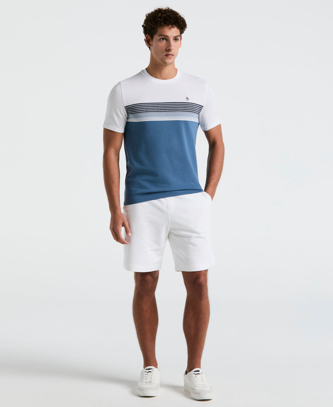 Birdseye Pique Chest Striped Tee (Sargasso Sea) 