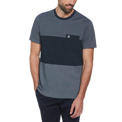Birdseye Pique Color Block Pocket Tee (Dark Sapphire) 
