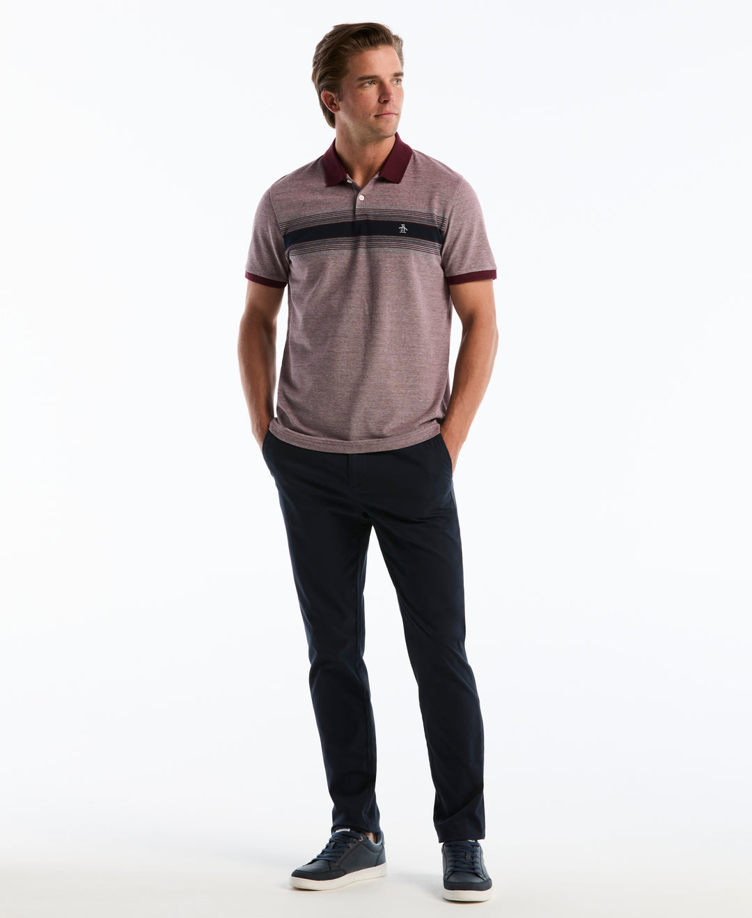 Cotton Birdseye Pique Degrade Stripe Polo (Port Royale) 