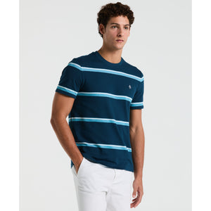 Birdseye Pique Striped Tee-Tees-Blue Wing Teal-XS-Original Penguin