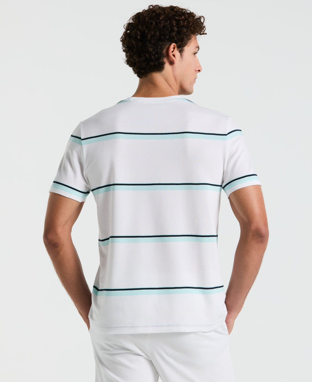 Birdseye Pique Striped Tee (Bright White) 
