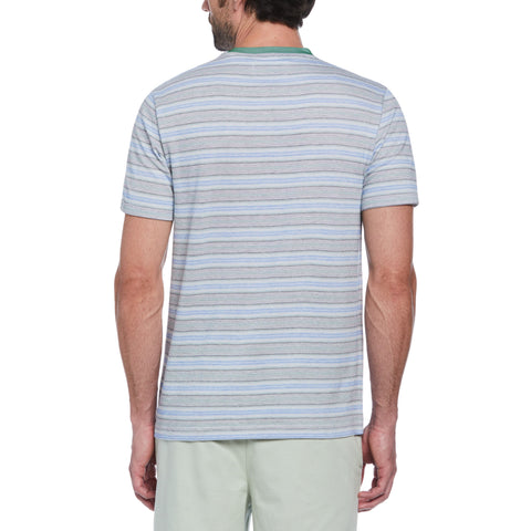 Birdseye Pique Striped T-Shirt (Antique Green) 