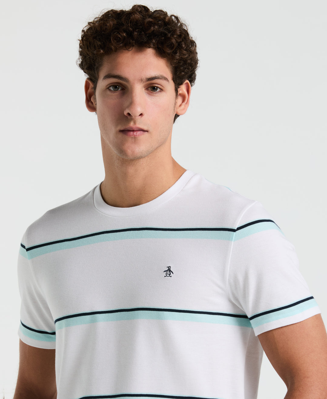 Birdseye Pique Striped Tee (Bright White) 