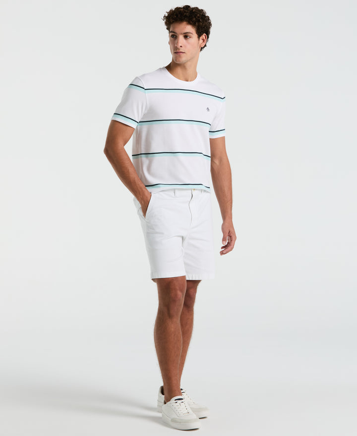 Birdseye Pique Striped Tee (Bright White) 