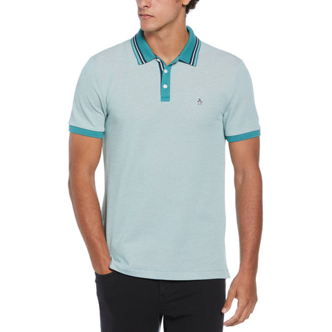 Birdseye Pique Tipped Polo Shirt (Blue Haze) 