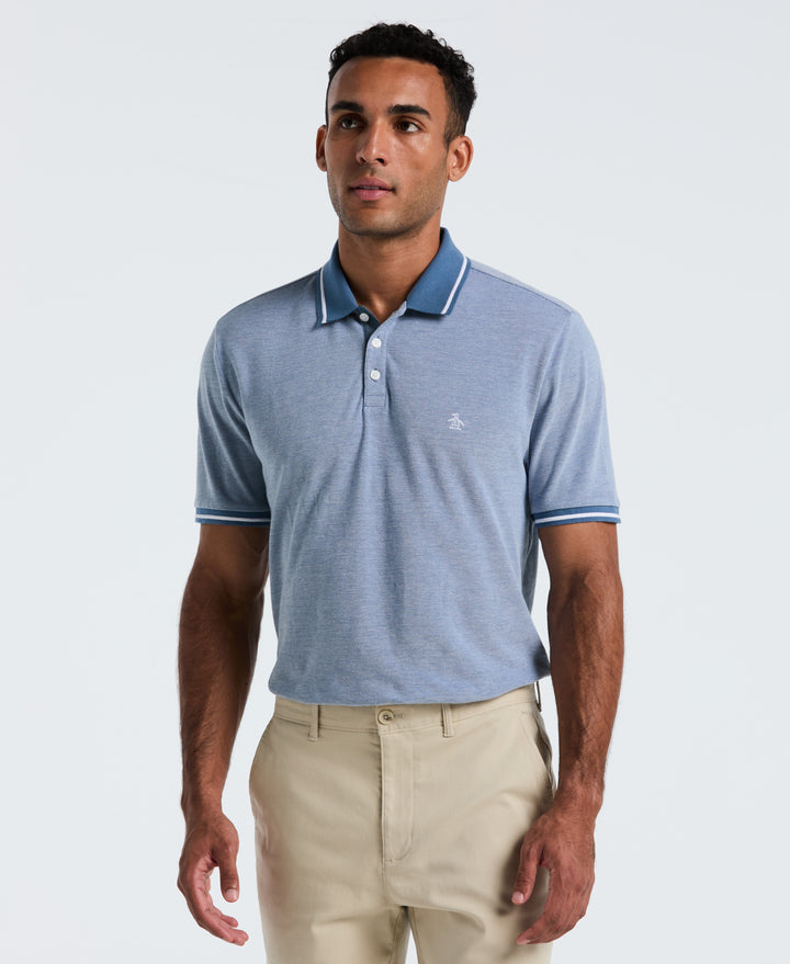 Birdseye Pique Tipped Polo Shirt (Copen Blue) 