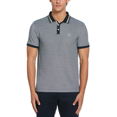 Birdseye Pique Tipped Polo Shirt (Dark Sapphire) 