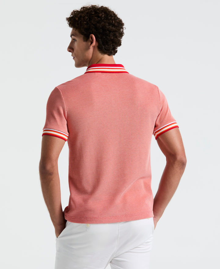 Birdseye Pique Tipped Polo Shirt (Red) 
