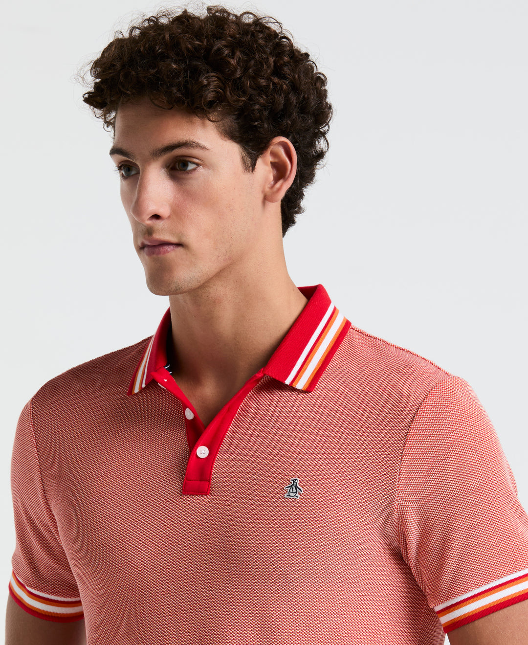 Birdseye Pique Tipped Polo Shirt (Red) 