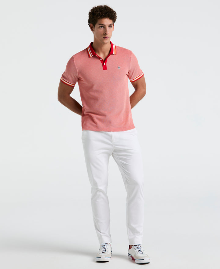 Birdseye Pique Tipped Polo Shirt (Red) 
