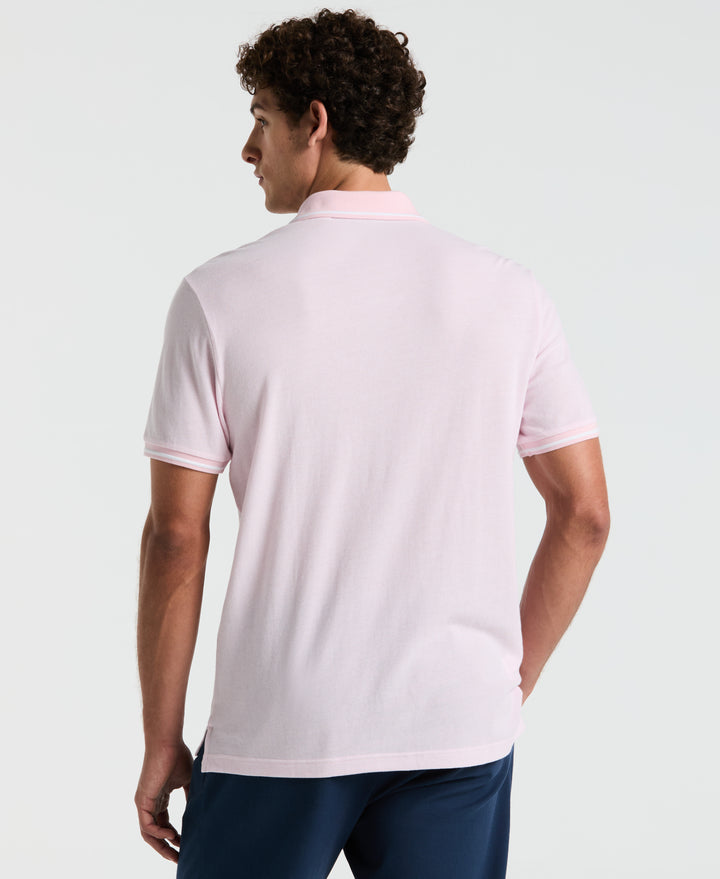 Birdseye Pique Tipped Polo Shirt (Parfait Pink) 