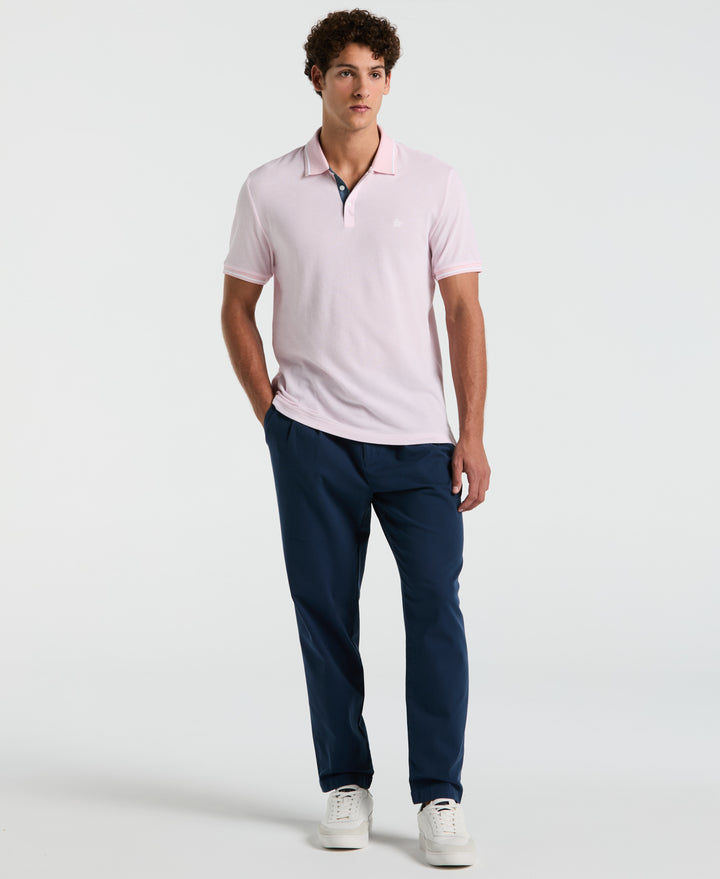 Birdseye Pique Tipped Polo Shirt (Parfait Pink) 