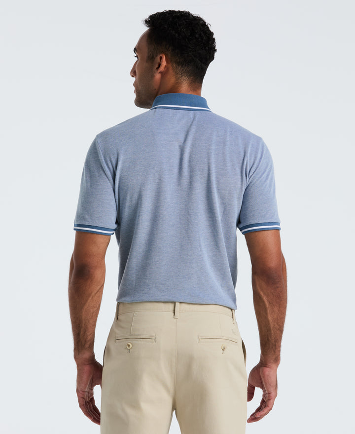 Birdseye Pique Tipped Polo Shirt (Copen Blue) 