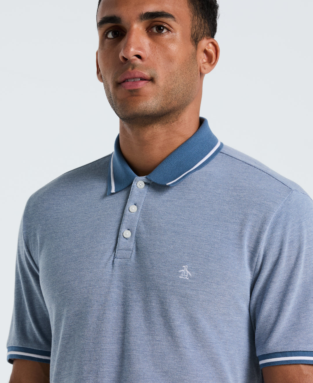 Birdseye Pique Tipped Polo Shirt (Copen Blue) 