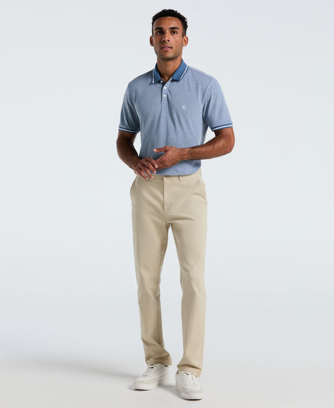 Birdseye Pique Tipped Polo Shirt (Copen Blue) 