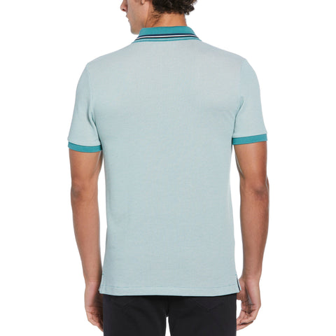 Birdseye Pique Tipped Polo Shirt (Blue Haze) 