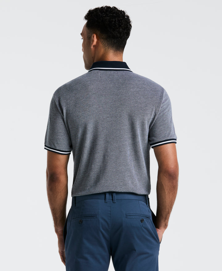 Birdseye Pique Tipped Polo Shirt (Dark Sapphire) 