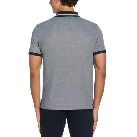 Birdseye Pique Tipped Polo Shirt (Dark Sapphire) 