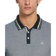 Birdseye Pique Tipped Polo Shirt (Dark Sapphire) 