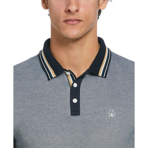 Birdseye Pique Tipped Polo Shirt (Dark Sapphire) 