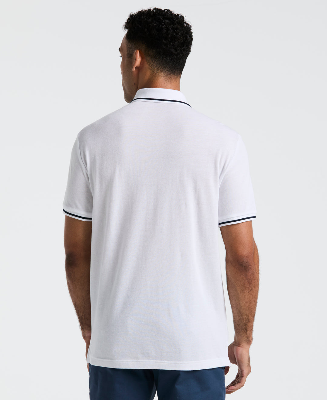 Birdseye Pique Tipped Polo Shirt (Bright White) 