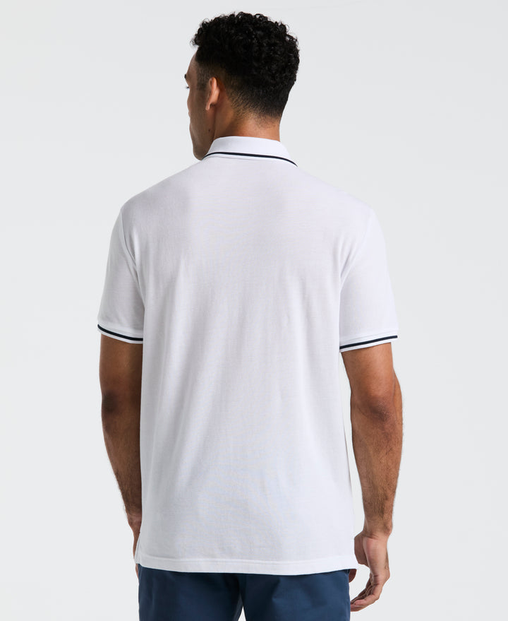 Birdseye Pique Tipped Polo Shirt (Bright White) 
