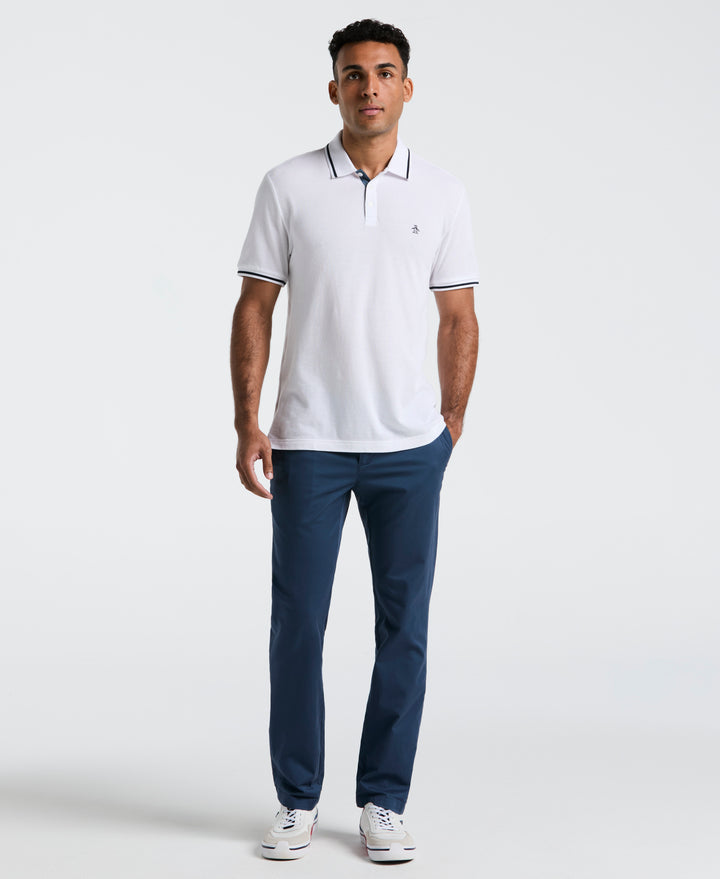 Birdseye Pique Tipped Polo Shirt (Bright White) 