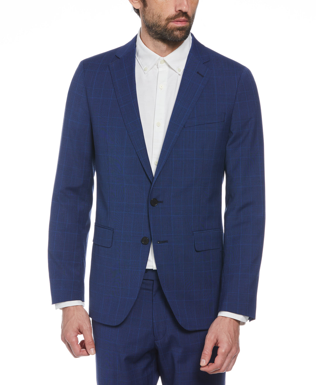 Blue Glen Plaid Wool Blend Two-Piece Suit (Blue) 