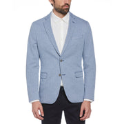 Blue Herringbone Knit Blazer (Blue) 