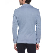 Blue Herringbone Knit Blazer (Blue) 