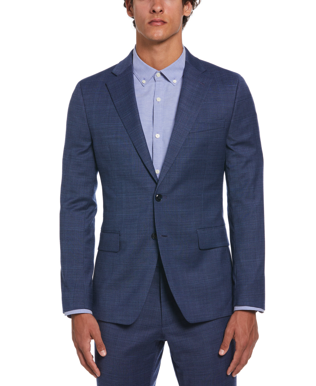Blue Plaid Suit Jacket (Blue) 