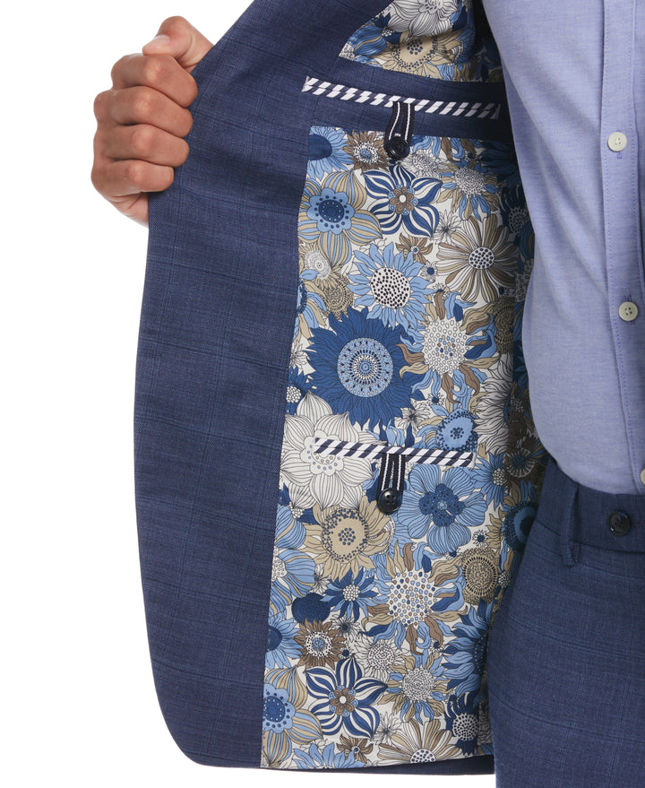 Blue Plaid Suit Jacket (Blue) 