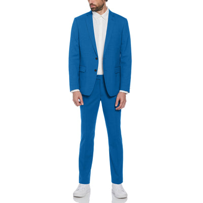 Blue Textured Wool Blend Two Piece Suit (Blue) 