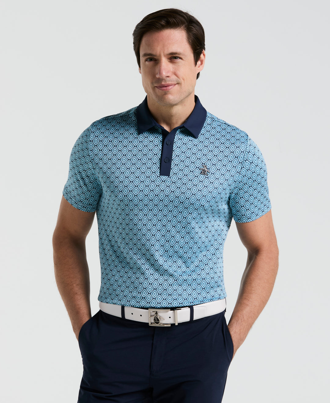 Bohemian Print Jacquard Golf Polo (Black Iris) 