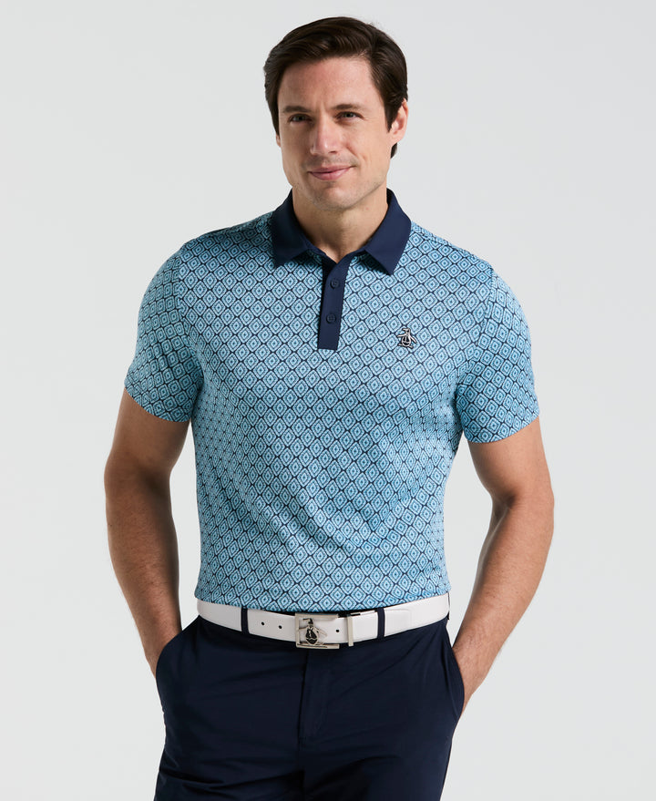 Bohemian Print Jacquard Golf Polo (Black Iris) 