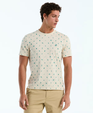 Botanical Drinks Print Cotton Tee (Birch) 